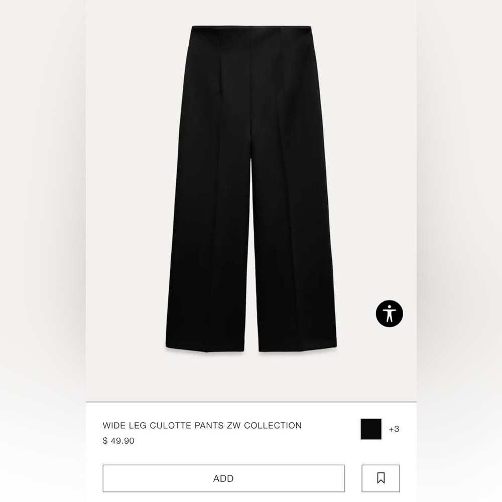 Zara Wide Leg Culotte Pant